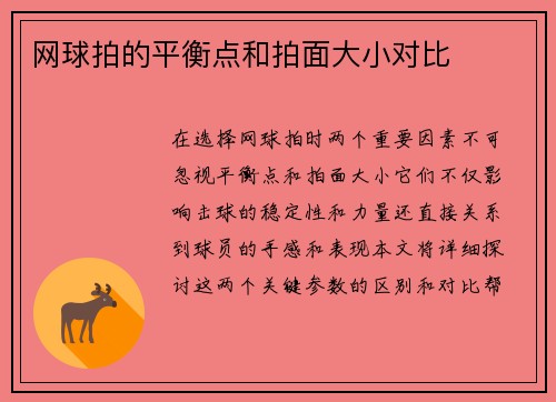 网球拍的平衡点和拍面大小对比